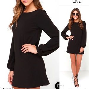 Lulu’s Perfect Situation Black Long Sleeve Shift Dress